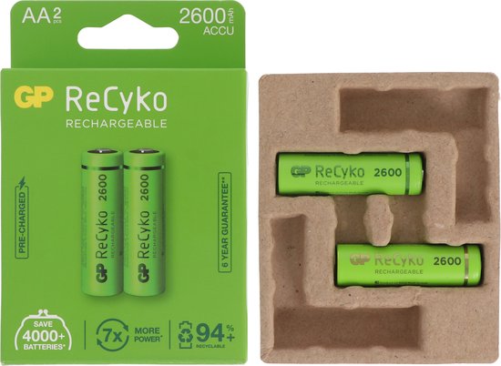 GP Batteries 270AAHCE-2WB2, Batterie rechargeable, AA, Hybrides nickel-métal (NiMH), 1,2 V, 2 pièce(s), 2600 mAh