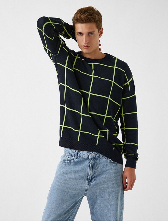 Koton Mannen Standaard mouw Basis Oversized geruite trui bol