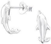 Joy|S - Zilveren dolfijn oorbellen - oorringen halve maan stud - 5 x 11 mm