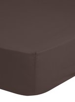 Perfecte katoen/satijn hoeslaken bruin - 160x200 (lits-jumeaux) - subtiele glans - hoogwaardig en luxe - zeer zacht - rondom elastiek - hoge hoeken - optimaal slaapcomfort