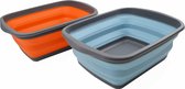 Set van 10 liter met 2 inklapbare badkuipen, opvouwbare afwasbak, draagbare wastafel, ruimtebesparende kunststof wasmand (zeegel + oranje, 2)