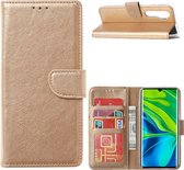 LuxeBass Hoesje geschikt voor Xiaomi Mi Note 10 Lite - Boekhoesje met kaartvakken - Goud gsm hoesje - telefoonhoes - telefoonhoesjes