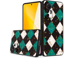 LuxeBass Siliconen hoesje met print geschikt voor Xiaomi 12 Lite - Marmer Green - telefoonhoes - gsm hoes - telefoonhoesje
