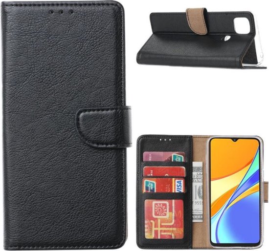 Etui LuxeBass adapté pour Xiaomi Redmi 9C - Bookcase Zwart - Etui portefeuille - Etui bibliothèque - Protège livre - Etui livre - Protège livre