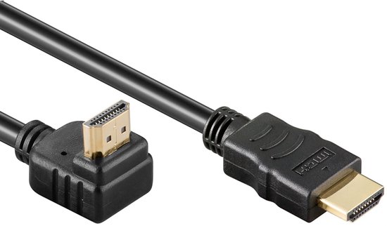 Powteq - 5 meter - HDMI 2.0 kabel- Haakse stekker - Haaks naar boven - Gold-plated - Standaard HDMI kabel - 4K @ 60 Hz
