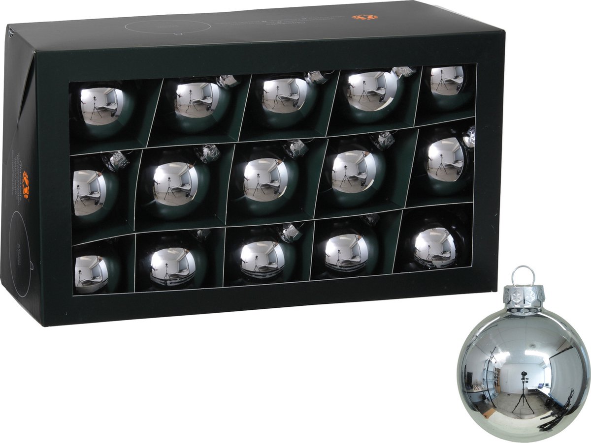 Othmar Decorations kerstballen - 30x - zilver - glas - 6 cm - glans