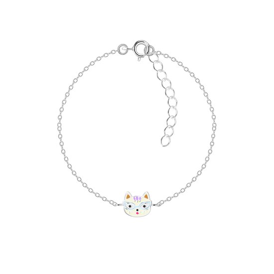Joie|S - Bracelet chat chat argenté - 13 cm + rallonge 3 cm - bracelet pour  enfant | bol