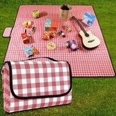 Picknickdeken, waterdicht, strandtapijt, picknickmat, wasbaar, lichtgewicht, met handgreep, roodgeruit, voor wandelen, reizen, buiten kamperen, parken, 200 cm x 200 cm