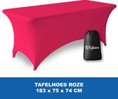 Tafelhoes Roze - 183 x 75 x 74 cm - voor Klaptafel / Buffettafel / Partytafel / Tuin Tafel / Campingtafel met Opbergzak - Luxe Extra Dikke Stretch Rok – Kras- en Kreukvrije Hoes