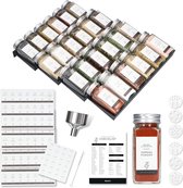 Deleca Étagère à épices pour tiroir avec 24 pots à Pots d'herbes aromatiques - Carré - Couvercle à saupoudrer et étiquettes - Organisateur - Industriel / Zwart