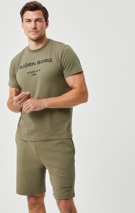 Björn Borg Logo T-shirt - olijfgroen - Maat: L