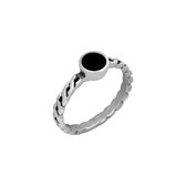 Zilveren ring | Zilveren ring, vlecht met onyx