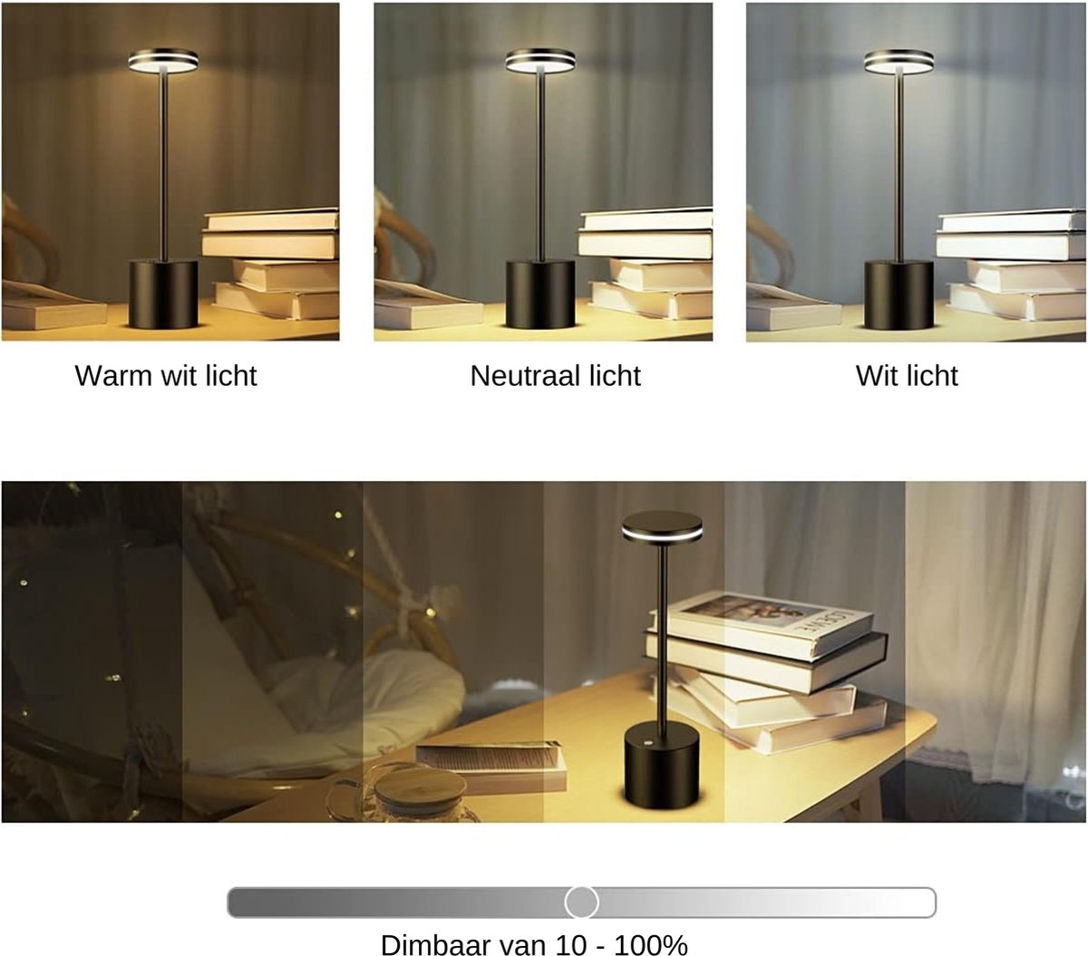 Dimbare LED Lamp met Touch Aansturing en Draadloos Opladen OCTAVIA LED/7W/230V zwart