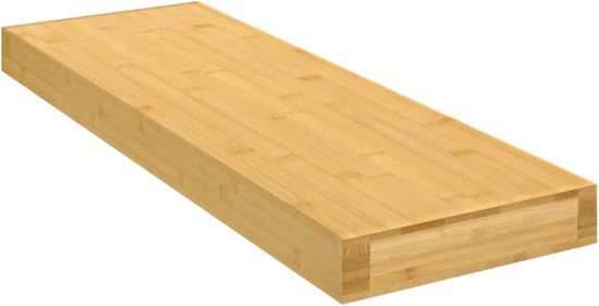 The Living Store Wandplank Bamboe - 60 x 20 x 4 cm - Duurzaam materiaal - Extra opbergruimte - Decoratieve functie - Eenvoudig schoon te maken
