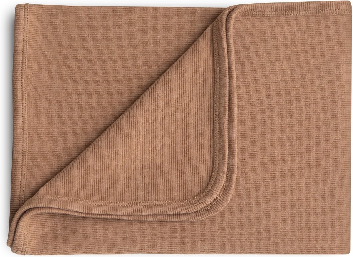Mushie Wiegdeken Ribbed Baby Blanket - Tan