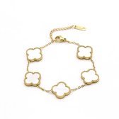 EHHbeauty - Bracelet Clover blanc - Cadeau - Bracelet de Luxe - Clover - 21 cm - Acier inoxydable - Accessoires de vêtements pour bébé