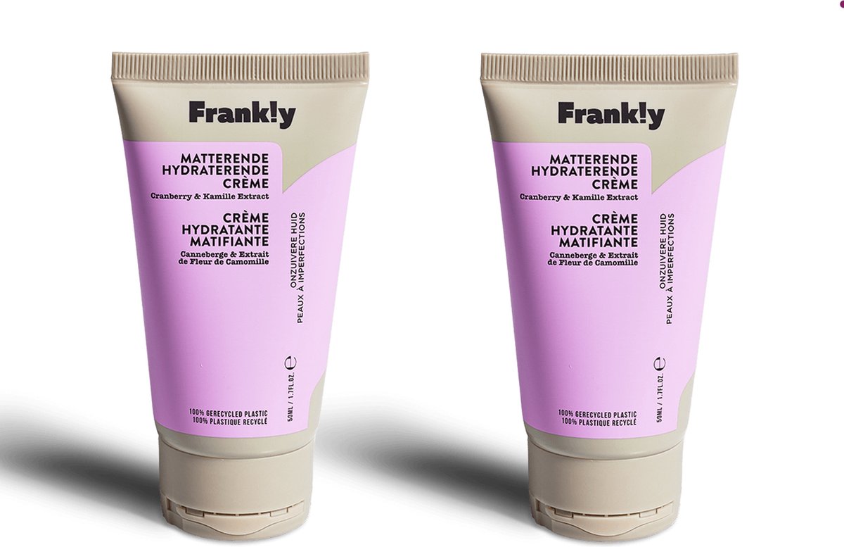 Goedkoopste Frankly Matterende Hydraterende Creme 2 x 50 ml - Microplastic vrij en 99 natuurlijk