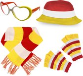 Oeteldonkey Voordeelpakket - Sjaal, Handschoenen, Bucket Hat en Hartjesbril - Mega Starterspakket Oeteldonk - Carnaval Kleding Den Bosch