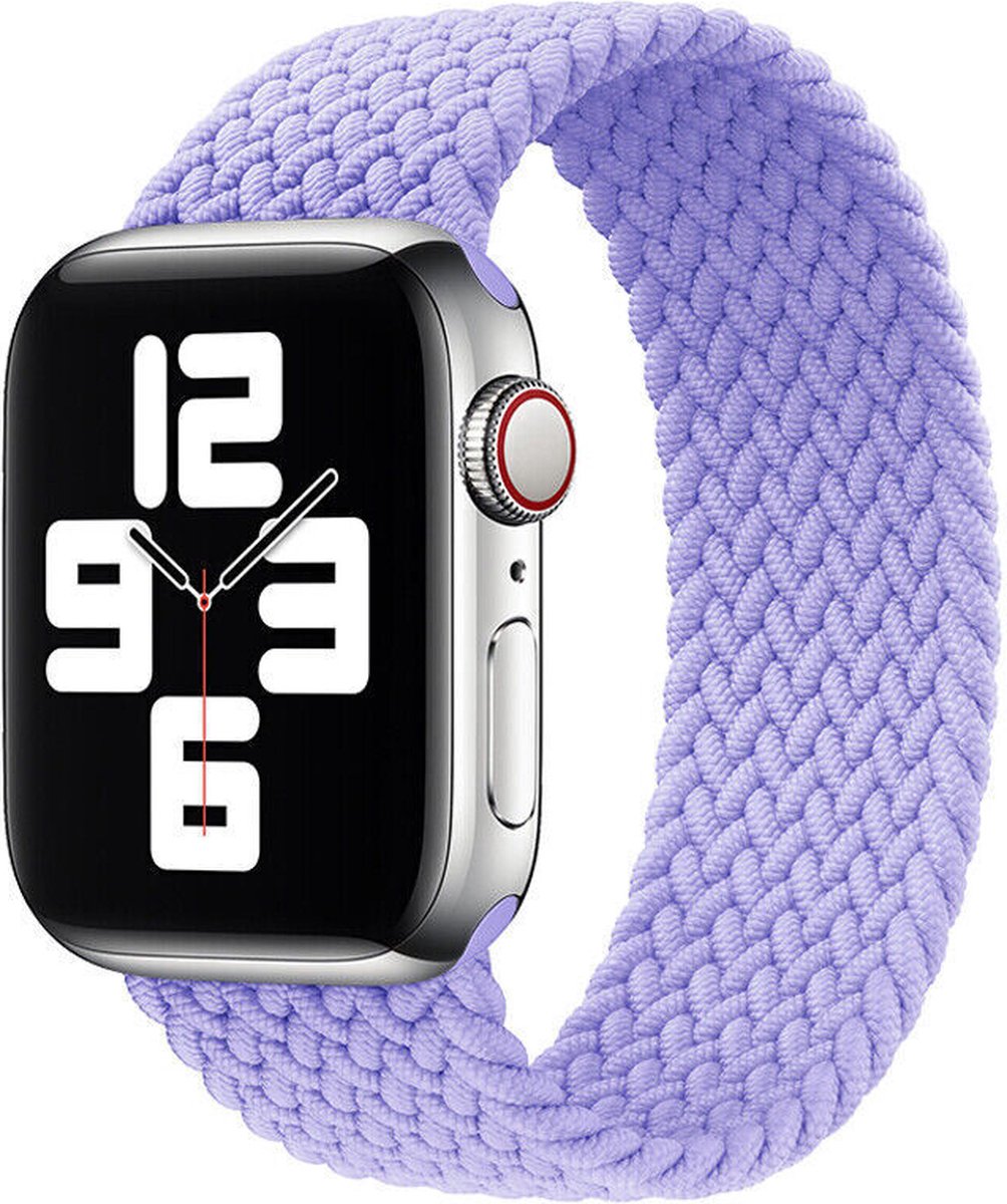 Braided Nylon Solo Loop Lichtpaars band maat S M Geschikt voor Apple Watch 38mm . bol