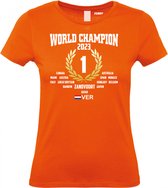 T-shirt Femme GP Gagné & Champion du Monde 2023 | Fan de Formule 1 | Max Verstappen / supporter de Red Bull racing | Champion du monde | Dames Oranje | taille XL