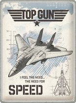 Panneau mural en métal Top Gun - Jet - 30 x 40 cm - Relief