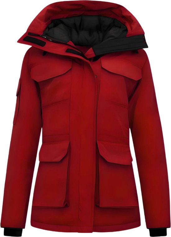 Dames Jas Lang - Damesjassen Winter - Gewatteerde Jas Dames Halflang - 7603 - Rood