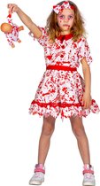 Wilbers & Wilbers - Living Dead Dolls Kostuum - Bloedmooi Popje Pipa - Meisje - Rood, Wit / Beige - Maat 164 - Halloween - Verkleedkleding