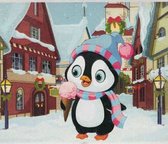 Kerst - Pinguin - wintertafereel- Diamond Painting - 40 x 50 - Ronde steentjes