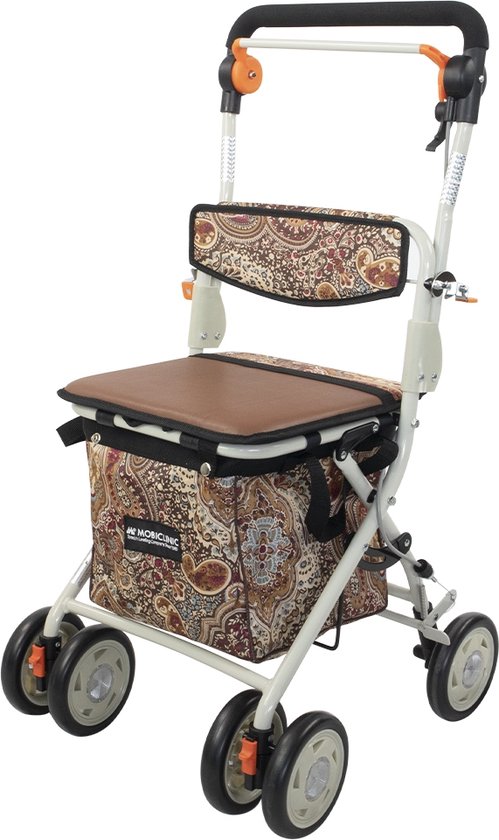 Mobiclinic Coliseo - Boodschappentrolley Rollator - 4 wielen - Inklapbaar - Met rem - Gepolsterde zitting