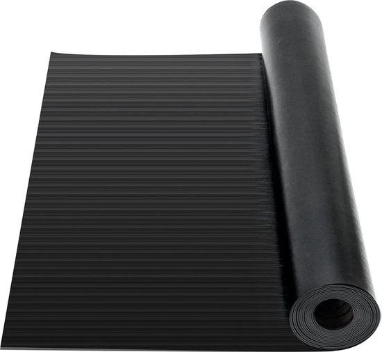 Rubberen mat per meter 3 mm dik 100 x 300 cm beschermmat vloermat zwarte antislip rubberen matten rubberen mat rubberen loper voor kelder, garage, werkplaats, industrie