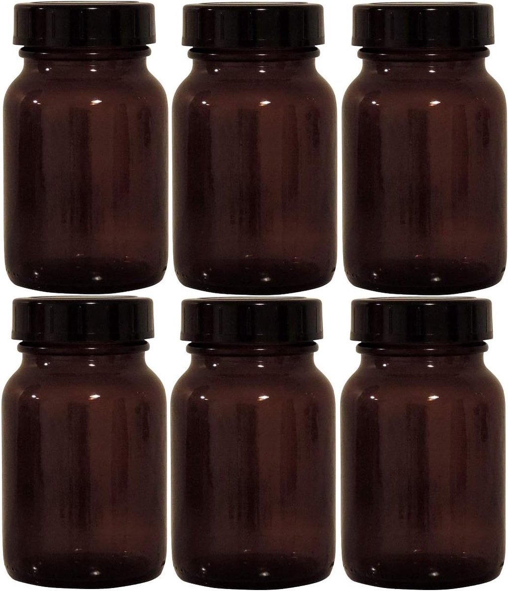 Bruine set incl. schroefdop en etiketten (6 x 250 ml) Apothekersglas, glas, 6 stuks