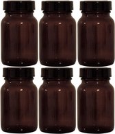 Bruine set incl. schroefdop en etiketten (6 x 250 ml) Apothekersglas, glas, 6 stuks