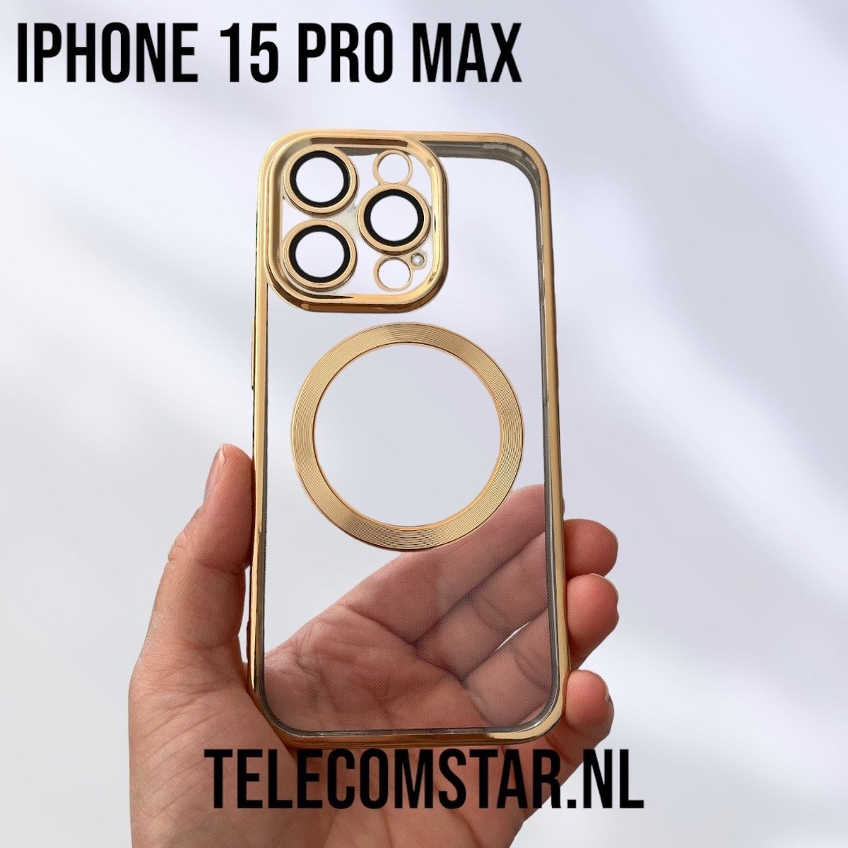 Apple iPhone 15 Pro Max Hoesje Magsafe - Magneet Case met Ring Roze met Camera lens bescherming