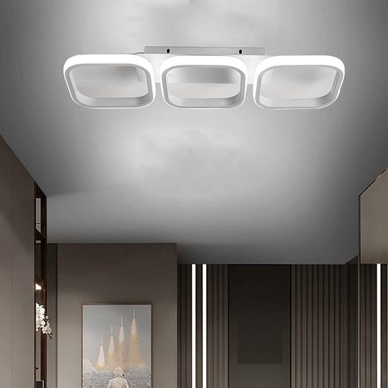 LuxiLamps - Moderne Plafondlamp - Vierkant LED - Kroonluchter - Gangpad Lamp - Verlichting - 52 cm - Wit - Plafonniére - 22W