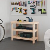 The Living Store Table de travail Bois de pin Massief - Etabli - 110,5 x 50 x 80 cm - Aspect rustique