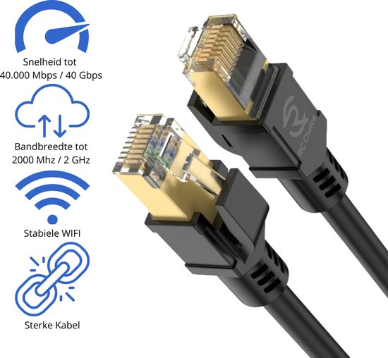 Ercielook - Cable Ethernet CAT8 de alta velocidad, 2 pies, 40 Gbps