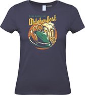 Dames T-shirt Print Oktoberfest | Oktoberfest dames heren | Lederhosen man | Foute party | Navy dames | maat XS
