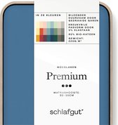 schlafgut Premium drap-housse XL - 180x200 - 200x220, 95% de coton organique doux et 5% d’élasthanne, Blue Mid