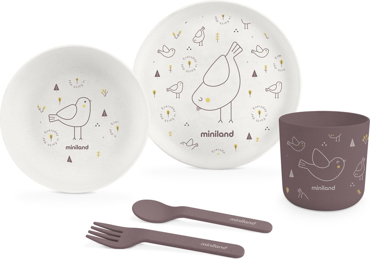 ML Baby: EETSET KUIKEN, 5-delig, in bioplastiek, ecofriendly collectie, vaatwasmachinebestendig, 6m+