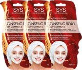 Sys Gezichtsmasker Rode Ginseng - 100% Natuurlijk - Herstellend & Hydraterend - 3 stuks van 15ml
