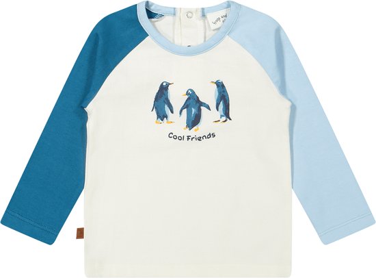 Frogs and Dogs - Shirt Raglan met Pinguïnprint - Multicolor - Maat 80 -