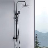 Douchesystemen zwart, doucheset met douchekop 11 Inch en handdouche, douchestangset in hoogte verstelbaar 90-120cm voor badkamer