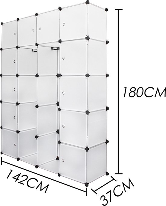 Kledingkast steeksysteem 12 vakken kunststof HxB 1455 x 1455 cm garderobekast in het