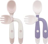 4 stuks Baby vork en lepel set, Baby Bestek Siliconen Zelfvoedende Gebruiksvoorwerp Gemakkelijk Grip Peuter Bestek Kit voor Zuigelingen Spenen Leren Bestek Gebruiken