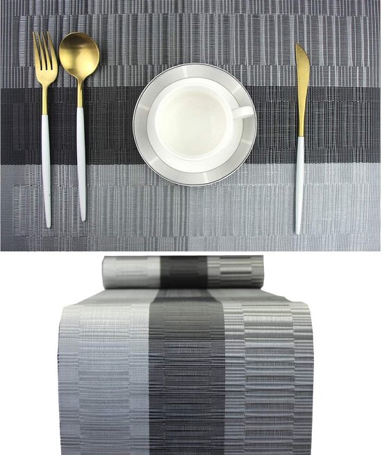 Elegante placemats met bijpassende tafelloper, afwasbaar kunststof