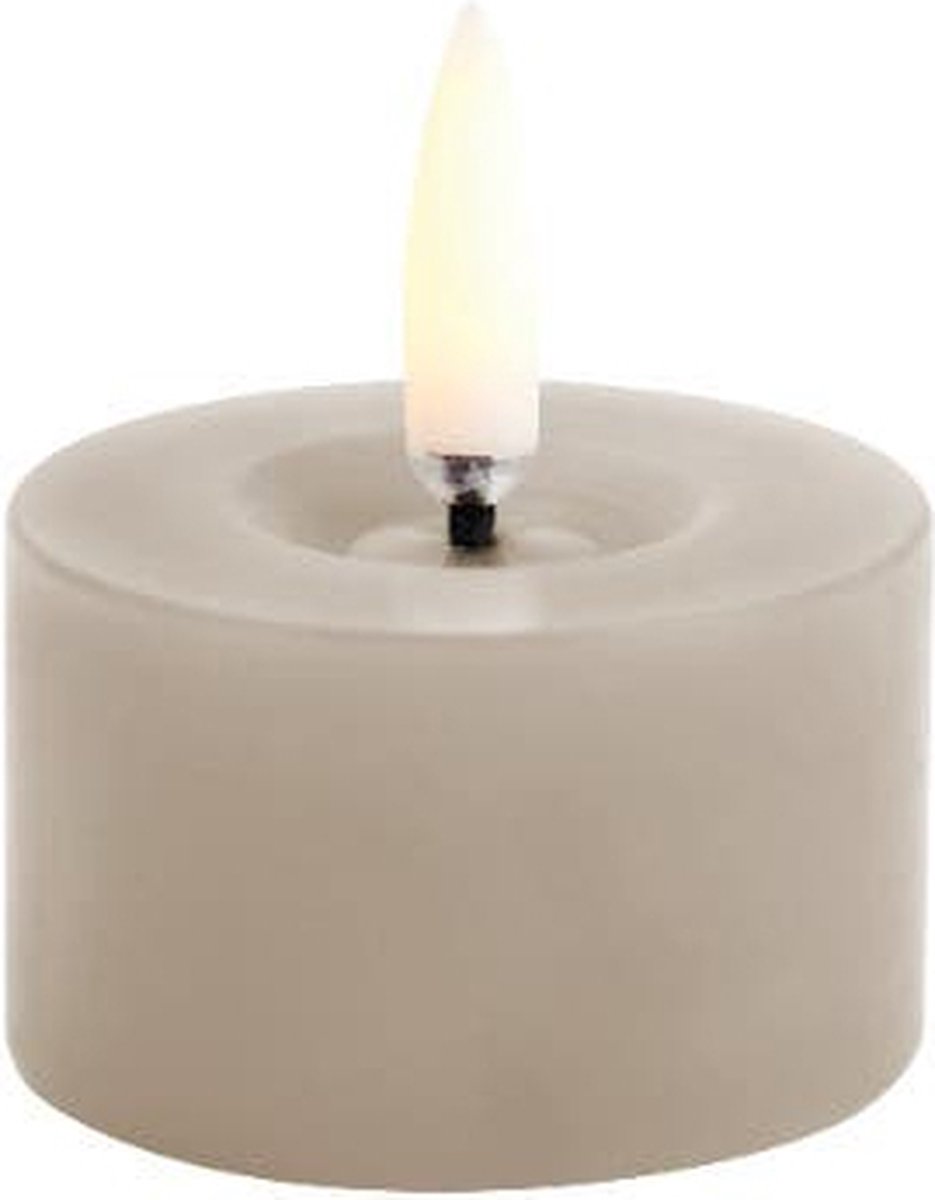 Uyuni LED Rustieke Kaars - Melted, Zandsteen - Smooth 5x2,8cm - theelicht versie - 5cm x 2.8cm