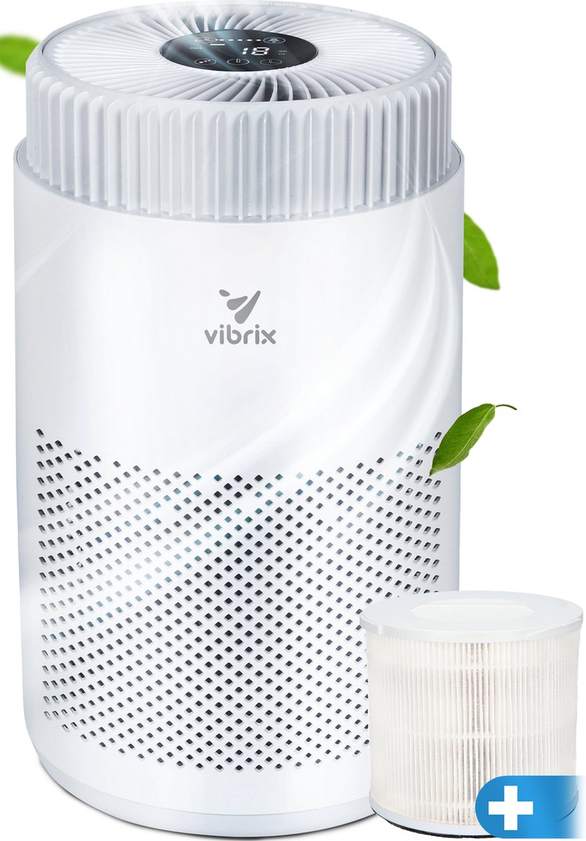 Vibrix Vortex10 luchtreiniger - Geschikt voor 1 m² tot wel 35 m² - Automatische stand + 5-in-1 filtersysteem - Luchtkwaliteitsindicator - Ionisator - Luchtfilter - Air purifier met HEPA-filter