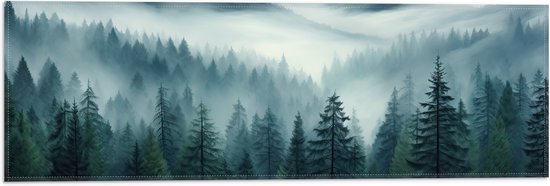 Vlag - Bomen - Bossen - Mist - 60x20 cm Foto op Polyester Vlag