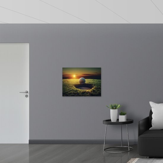 Vlag - Golf - Golfbal - Zonsondergang - 80x60 cm Foto op Polyester Vlag