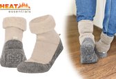 Heat Essentials Wollen Pantoffel Sokken - Beige - 43/44 - Pantoffels Heren - Sloffen Heren - Unisex - Antislip Sokken - Huissokken